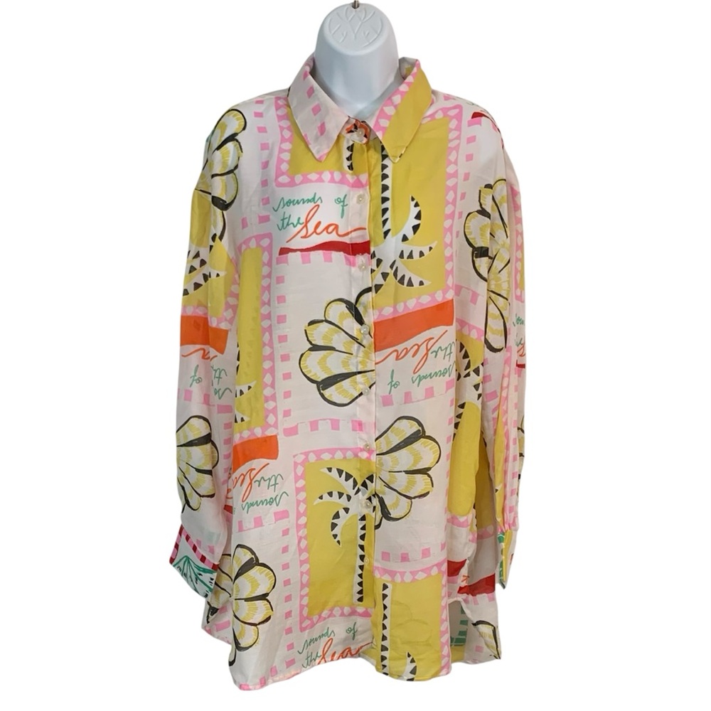 VIOLET SKY  Vibrant Graphic 2 Piece Beach Cover Up Lounge Set Sz XL - Picture 2 of 12